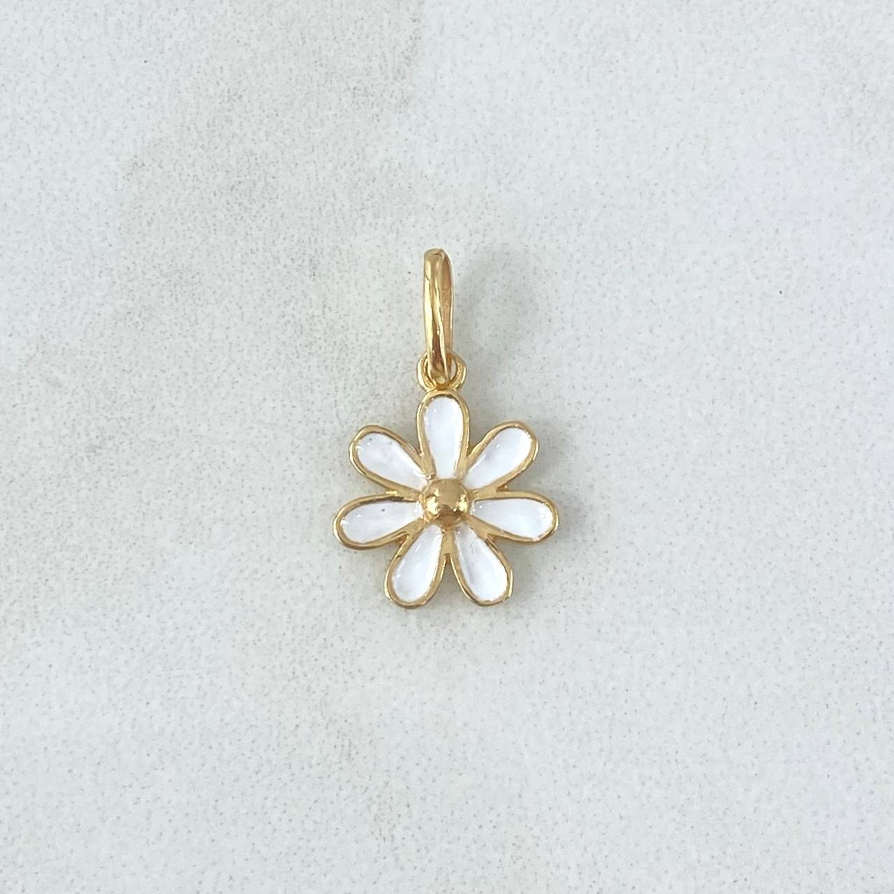 Pendant Flower 0.95gr / 1.6cm / White Resin 18K Yellow Gold ©