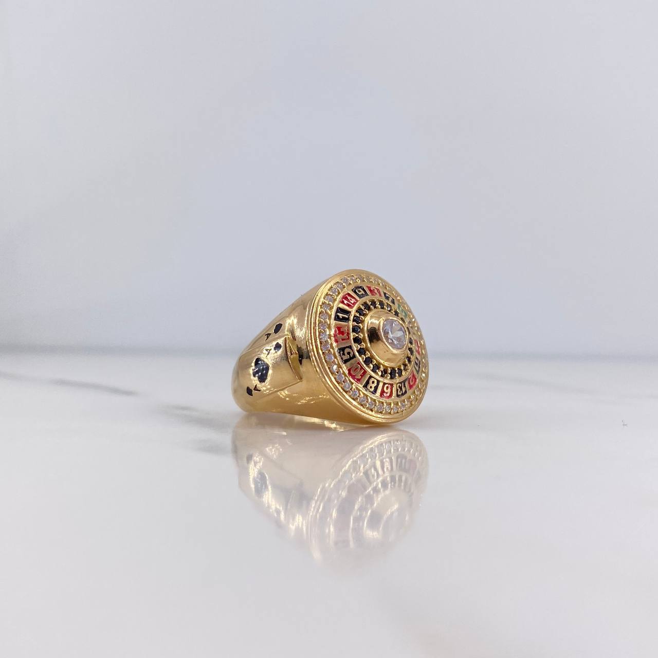 Ring Roulette 10.3gr / T6 1/2 / Black White Zircons 18K Yellow Gold $