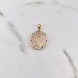 Pendant Virgin Mary 2.4gr / 3cm / Blue Green Fuchsia White Zircons 18K Yellow Gold $
