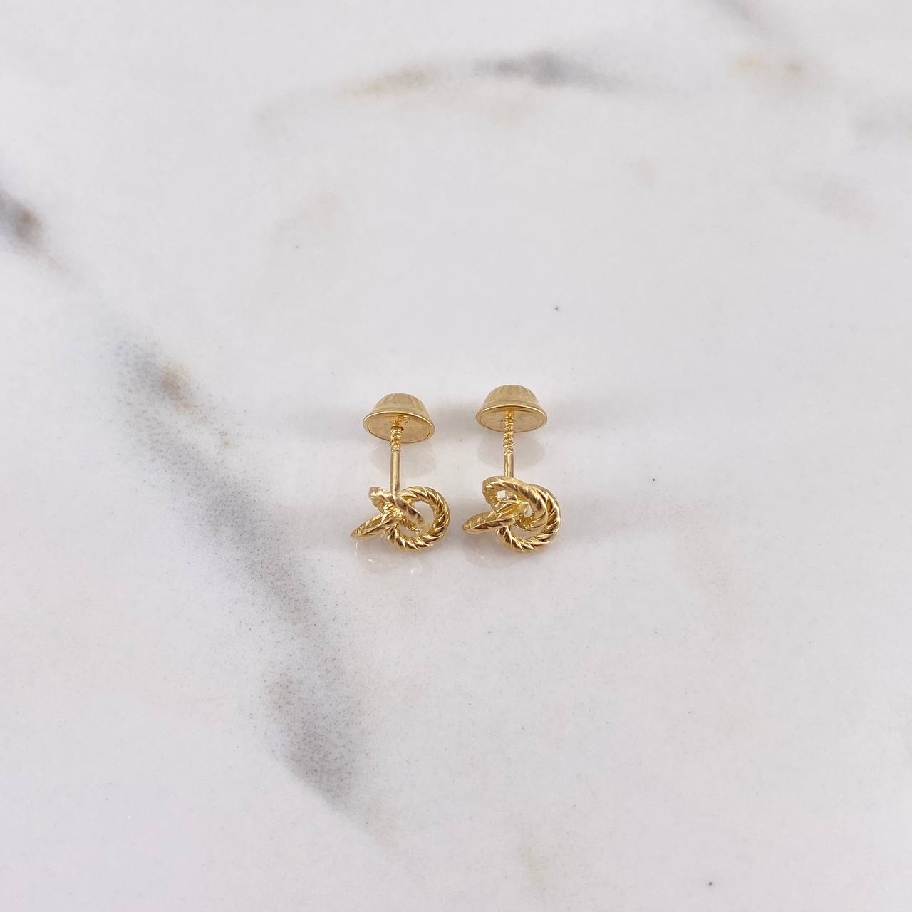 Stud Earrings Tres Aros 0.75gr / Striped 18K Yellow Gold #