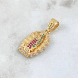 Dije Virgen Guadalupe 4.4gr / 3cm / Circones Blancos Verdes Fucsia Oro Amarillo 18K *