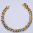 Cuban Links Bracelet 18.3gr / 19.9cm / 7.8mm Lobster Claw Box Blue White Zircons Yellow Gold 18K $
