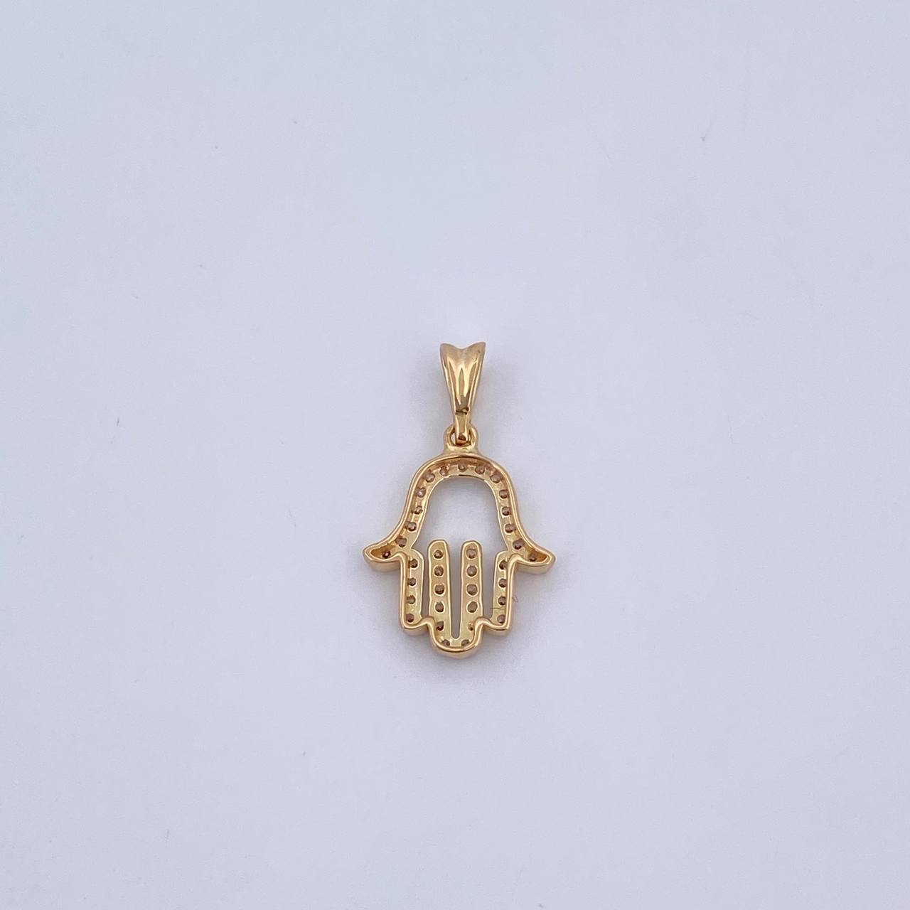 Pendant Hamsa Hand 1.15gr / 2cm / White Zircons 18K Yellow Gold &