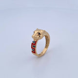 Tribal Panther Ring 3.65gr / Size 7 3/4 / Black Blue Zircons 18K Yellow Gold &