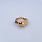Tribal Panther Ring 3.65gr / Size 7 3/4 / Black Blue Zircons 18K Yellow Gold &