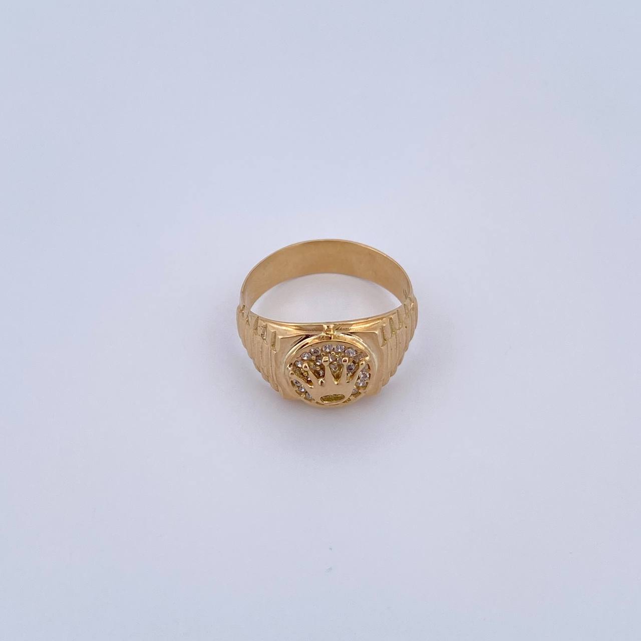 Ring Strap Crown RX 3.95gr / T6 1/4 / White Zircons 18K Yellow Gold &