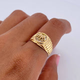 Ring Strap Crown RX 3.95gr / T6 1/4 / White Zircons 18K Yellow Gold &