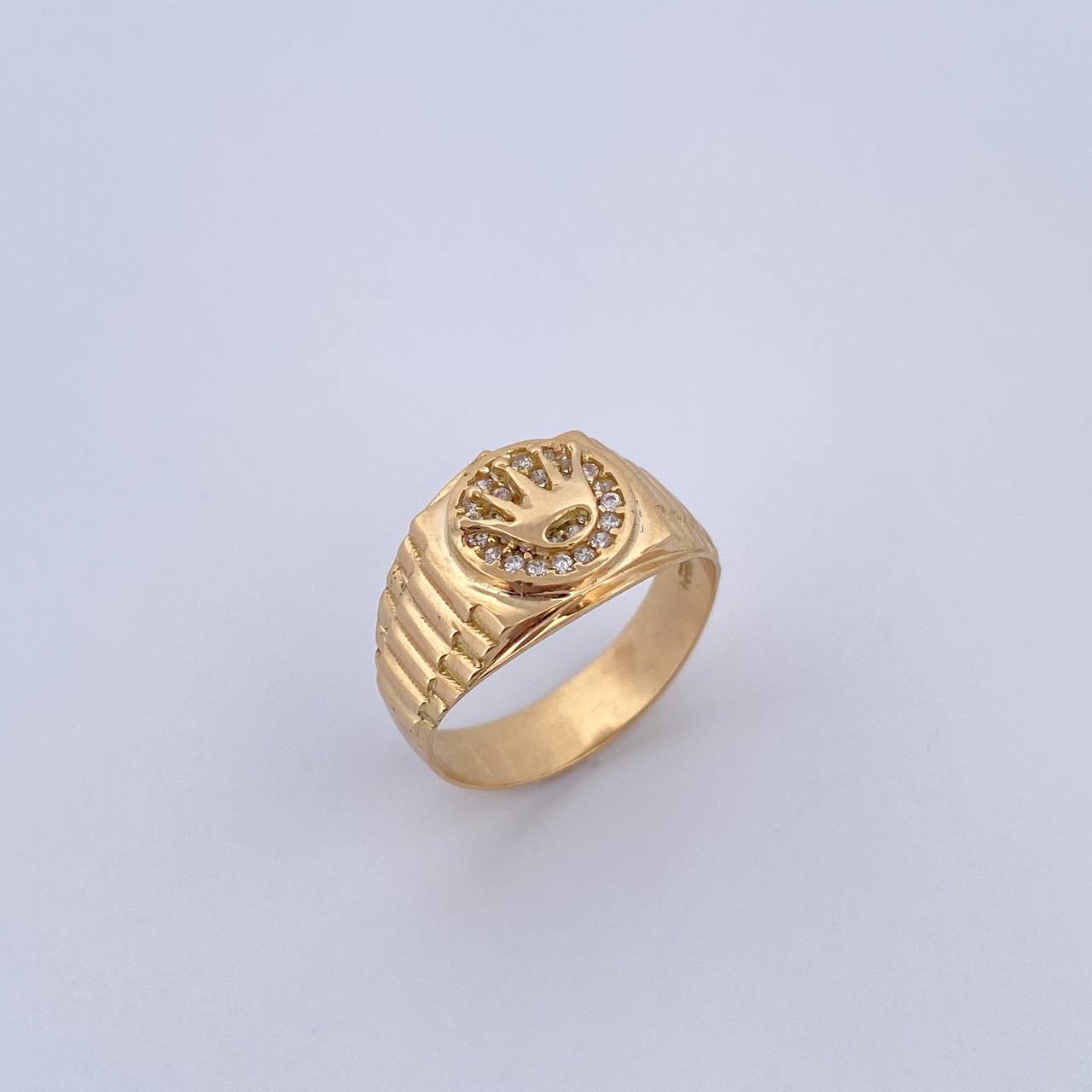 Ring Strap Crown RX 3.95gr / T6 1/4 / White Zircons 18K Yellow Gold &