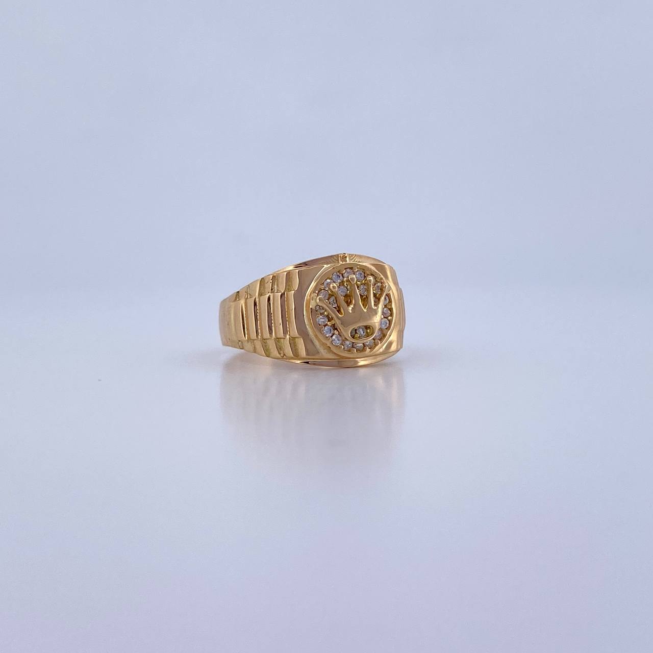 Ring Strap Crown RX 3.95gr / T6 1/4 / White Zircons 18K Yellow Gold &