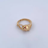 Panther Tribal Ring 4.25gr / Size 7 3/4 / Fuchsia and White Zircons 18K Yellow Gold &