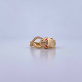 Panther Tribal Ring 4.25gr / Size 7 3/4 / Fuchsia and White Zircons 18K Yellow Gold &