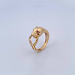 Panther Tribal Ring 4.25gr / Size 7 3/4 / Fuchsia and White Zircons 18K Yellow Gold &