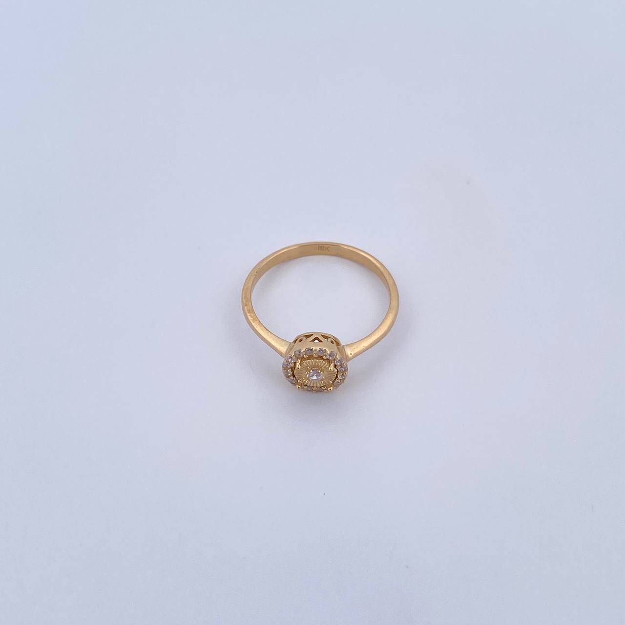 Circle Ring 1.7gr / T4 3/4 / White Zircons 18K Yellow Gold &