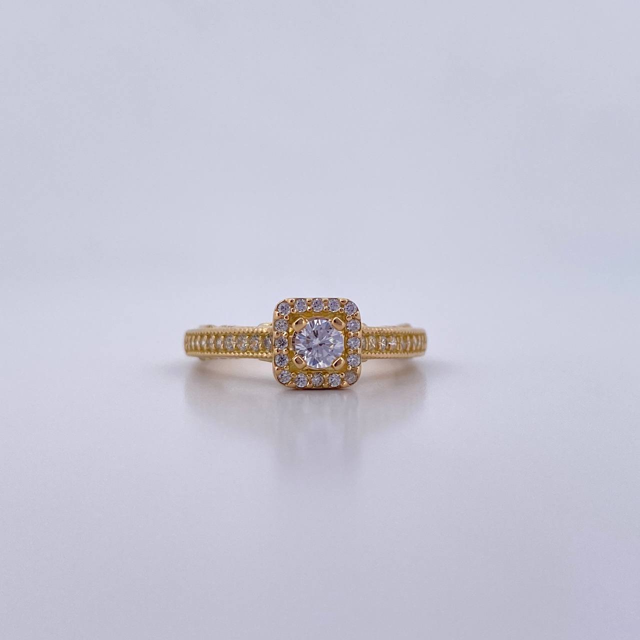 Ring Solitaire Churumbela 3.45gr / T5 / Square White Zirconia Yellow Gold 18K &