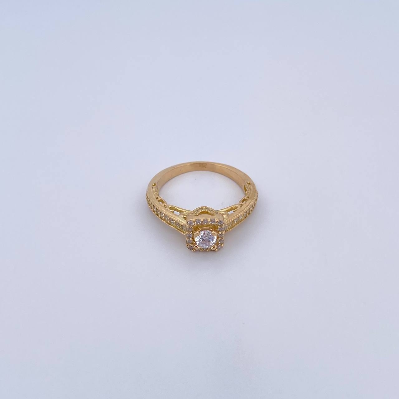 Ring Solitaire Churumbela 3.45gr / T5 / Square White Zirconia Yellow Gold 18K &