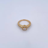 Ring Solitaire Churumbela 3.6gr / Size 6 1/2 / Square White Zirconia 18K Yellow Gold &