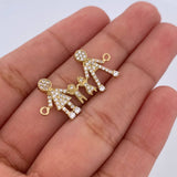 Charm Family of Four 2gr / 2.8cm / White Zircons 18K Yellow Gold &