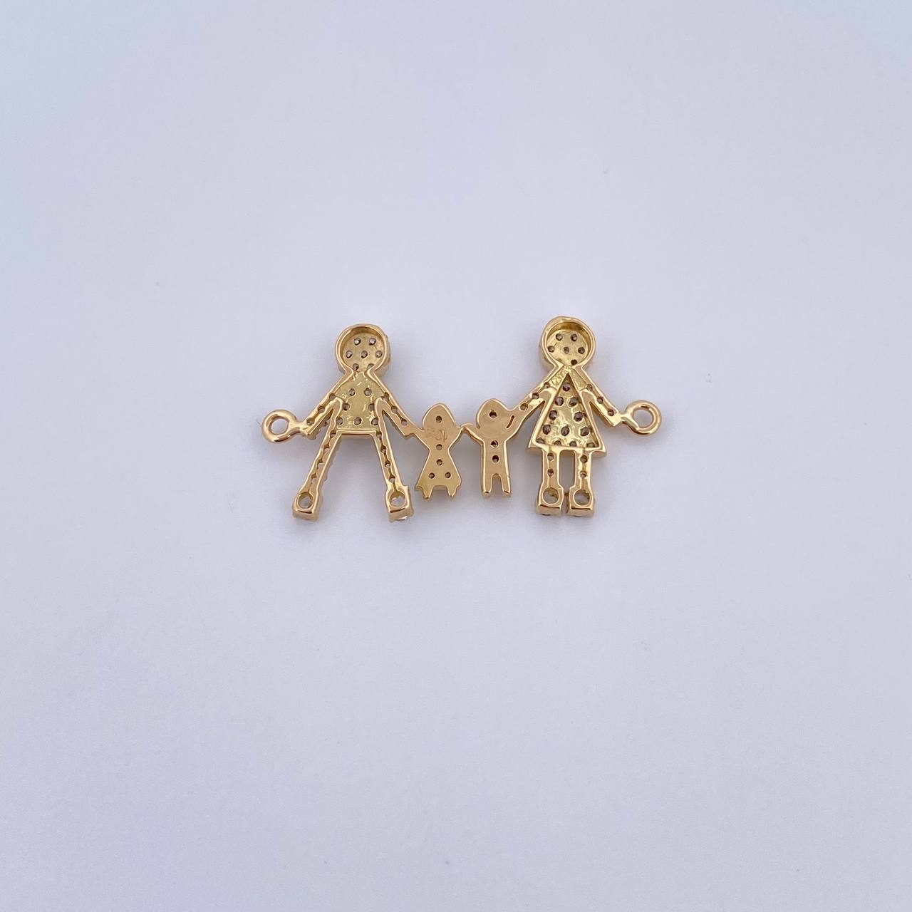 Charm Family of Four 2gr / 2.8cm / White Zircons 18K Yellow Gold &