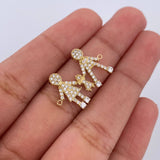 Charm Family Of Three 1.65gr / 2.2cm / White Zircons 18K Yellow Gold &