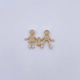 Charm Family Of Three 1.65gr / 2.2cm / White Zircons 18K Yellow Gold &