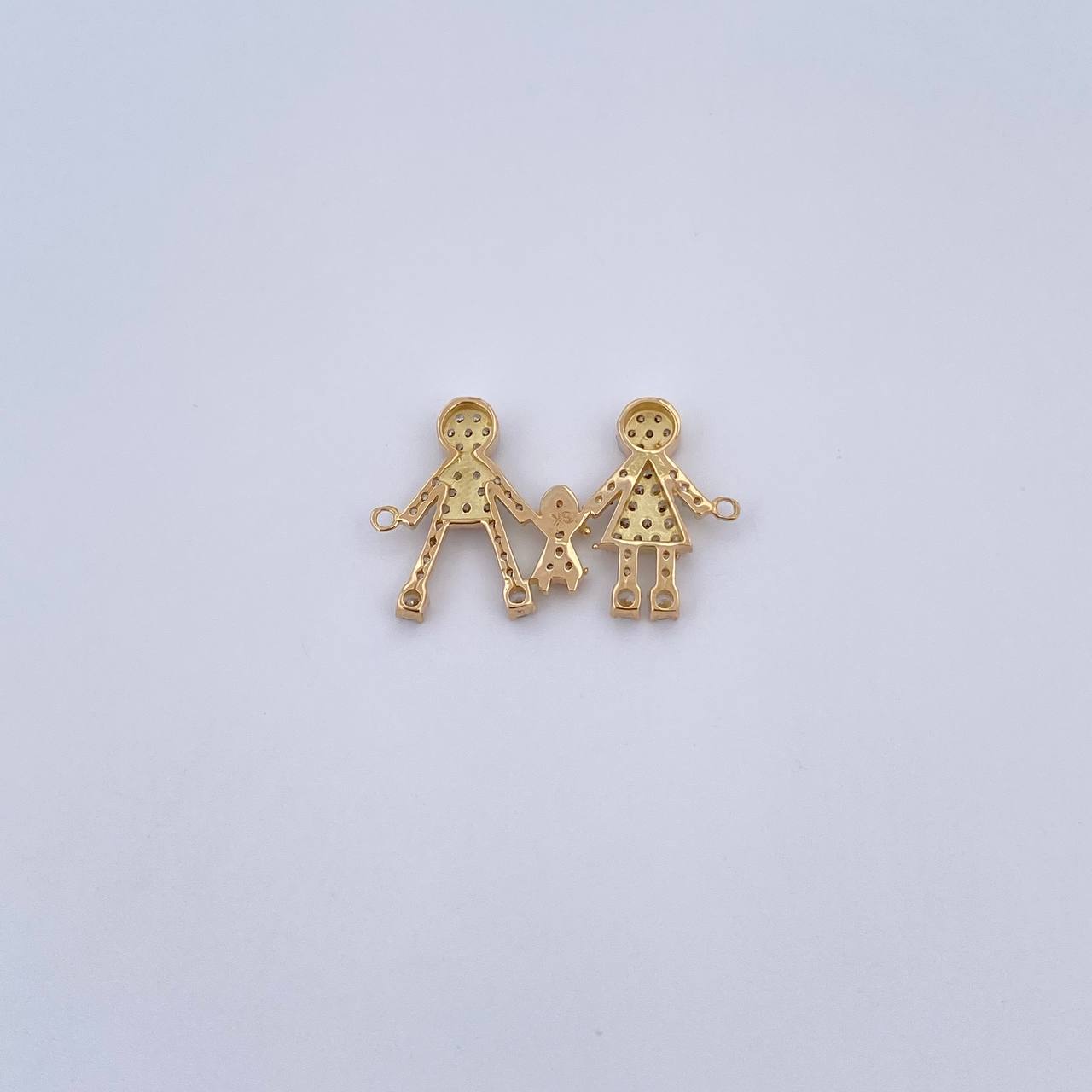 Charm Family Of Three 1.65gr / 2.2cm / White Zircons 18K Yellow Gold &