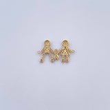 Charm Family Of Three 1.65gr / 2.2cm / White Zircons 18K Yellow Gold &