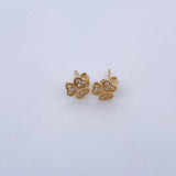 Stud Earrings Clover 1.2gr / White Zircons 18K Yellow Gold &