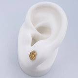 Stud Earrings Clover 1.2gr / White Zircons 18K Yellow Gold &