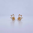 Stud Earrings Cat Bow 1.35gr / White Zircons 18K Yellow Gold &