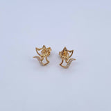 Stud Earrings Cat Bow 1.4gr / White Zircons 18K Yellow Gold &