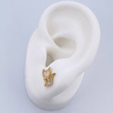 Stud Earrings Cat Bow 1.35gr / White Zircons 18K Yellow Gold &