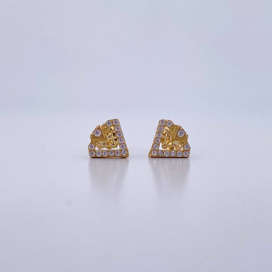 Stud Earrings Diamond 1.3gr / White Zircons 18K Yellow Gold &