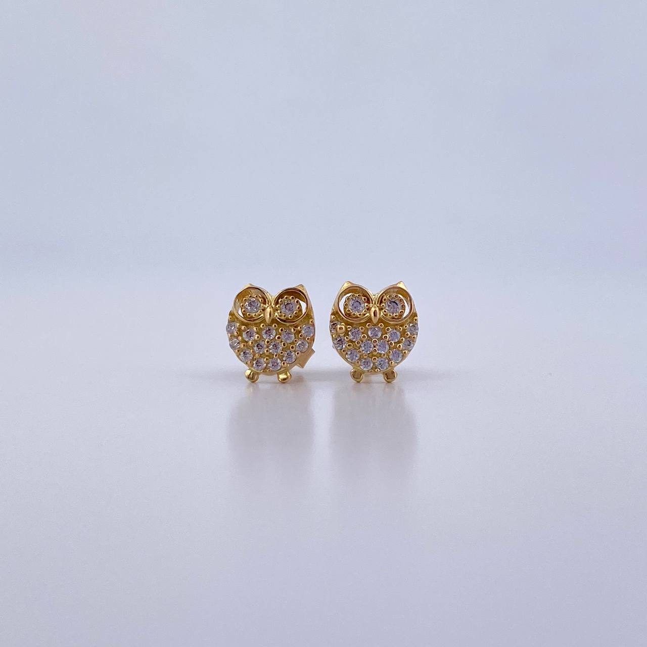 Topos Buho 1.5gr / Circones Blancos Oro Amarillo 18K &