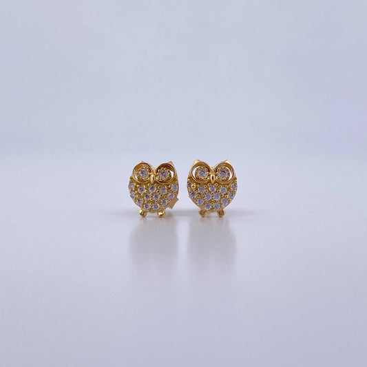 Stud Earrings Buho 1.5gr / White Zircons 18K Yellow Gold &