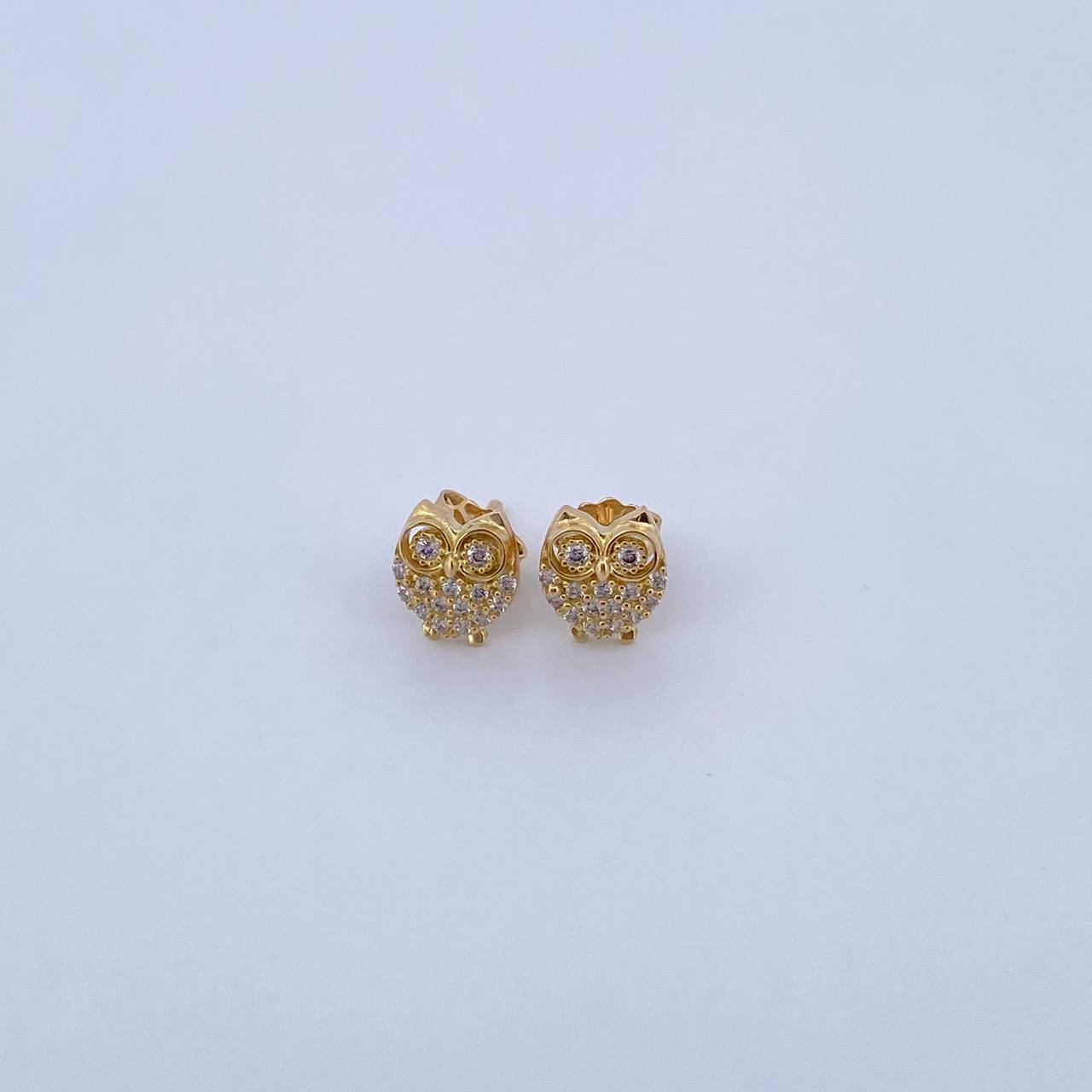 Topos Buho 1.5gr / Circones Blancos Oro Amarillo 18K &