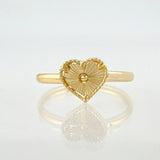Diamond Cut Heart Ring 1.05gr / T7 1/4 / 18K Yellow Gold