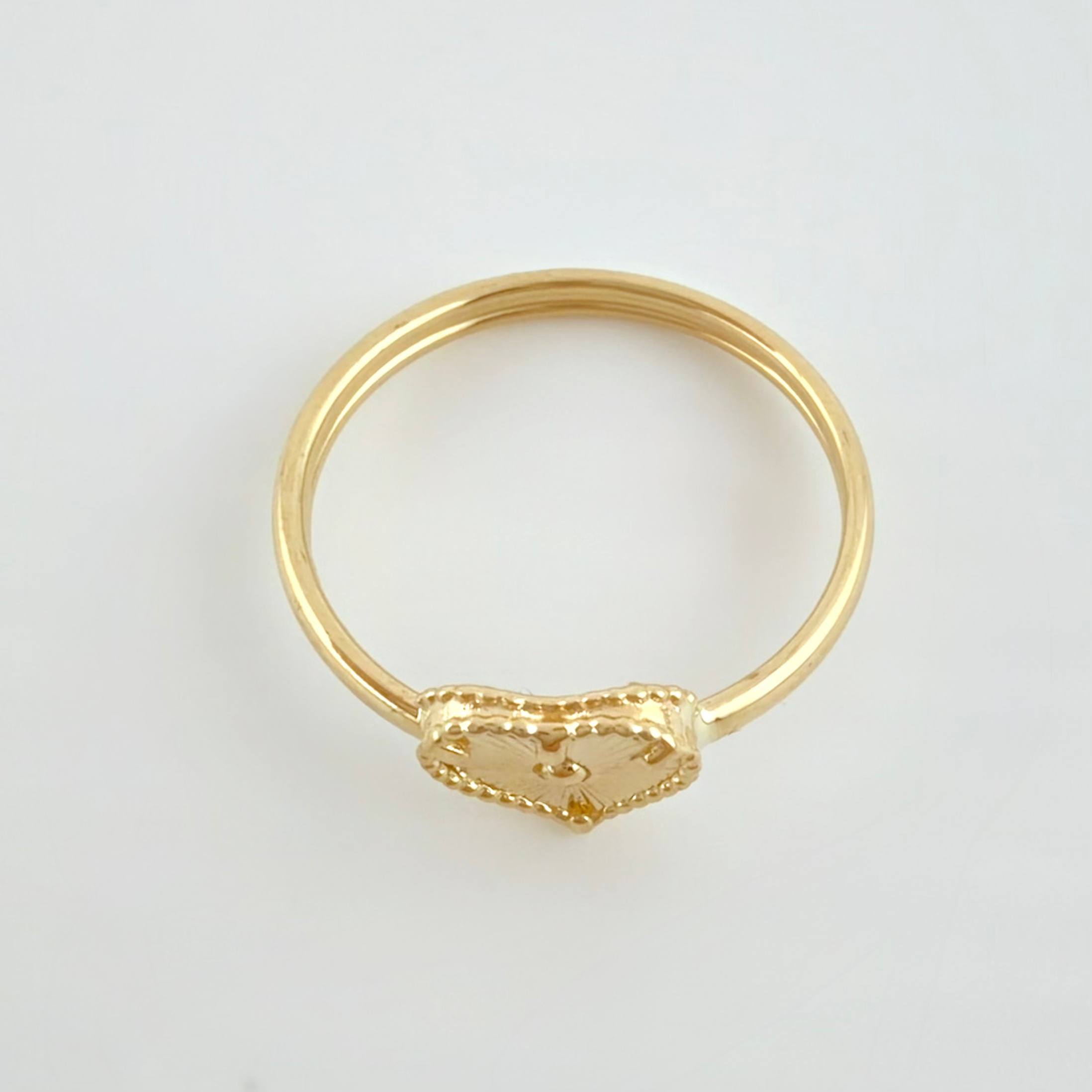 Diamond Cut Heart Ring 1.05gr / T7 1/4 / 18K Yellow Gold