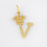 Dije Corona Letra V 1.65g / 1 in Oro Amarillo 18K