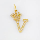Crown Letter V Pendant 1.85gr / 1 in / 18K Yellow Gold ©