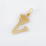 Dije Corona Letra V 1.65g / 1 in Oro Amarillo 18K