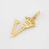 Crown Letter V Pendant 1.85gr / 1 in / 18K Yellow Gold ©