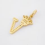 Dije Corona Letra V 1.65g / 1 in Oro Amarillo 18K