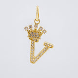 Crown Letter V Pendant 1.85gr / 1 in / 18K Yellow Gold ©