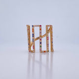 Strong Ring 3.8gr / T5 1/2 / 2cm / Colored Zircons 18K Yellow Gold &