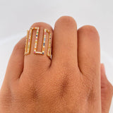Strong Ring 3.8gr / T5 1/2 / 2cm / Colored Zircons 18K Yellow Gold &