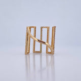 Strong Ring 3.6gr / T6 / 2cm / White Green Zircons 18K Yellow Gold &