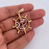Dije Timon Ancla 6gr / 4.3cm / Circones Blancos Tres Oros 18K &