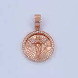 Dije Medalla Angel 9.45gr / 3.7cm / Circones Blancos Oro Rosa 18K &