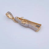 Pendant Santa Muerte 7gr / 4.5cm / Black and White Zircons Three 18K Golds &