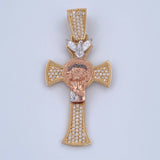 Pendant Cross Jesus Face 8.85gr / 4.9cm / White Zirconia Three 18K Golds &